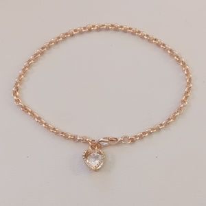 Rosegold Plated Floating Heart Charm Bracelet NEW